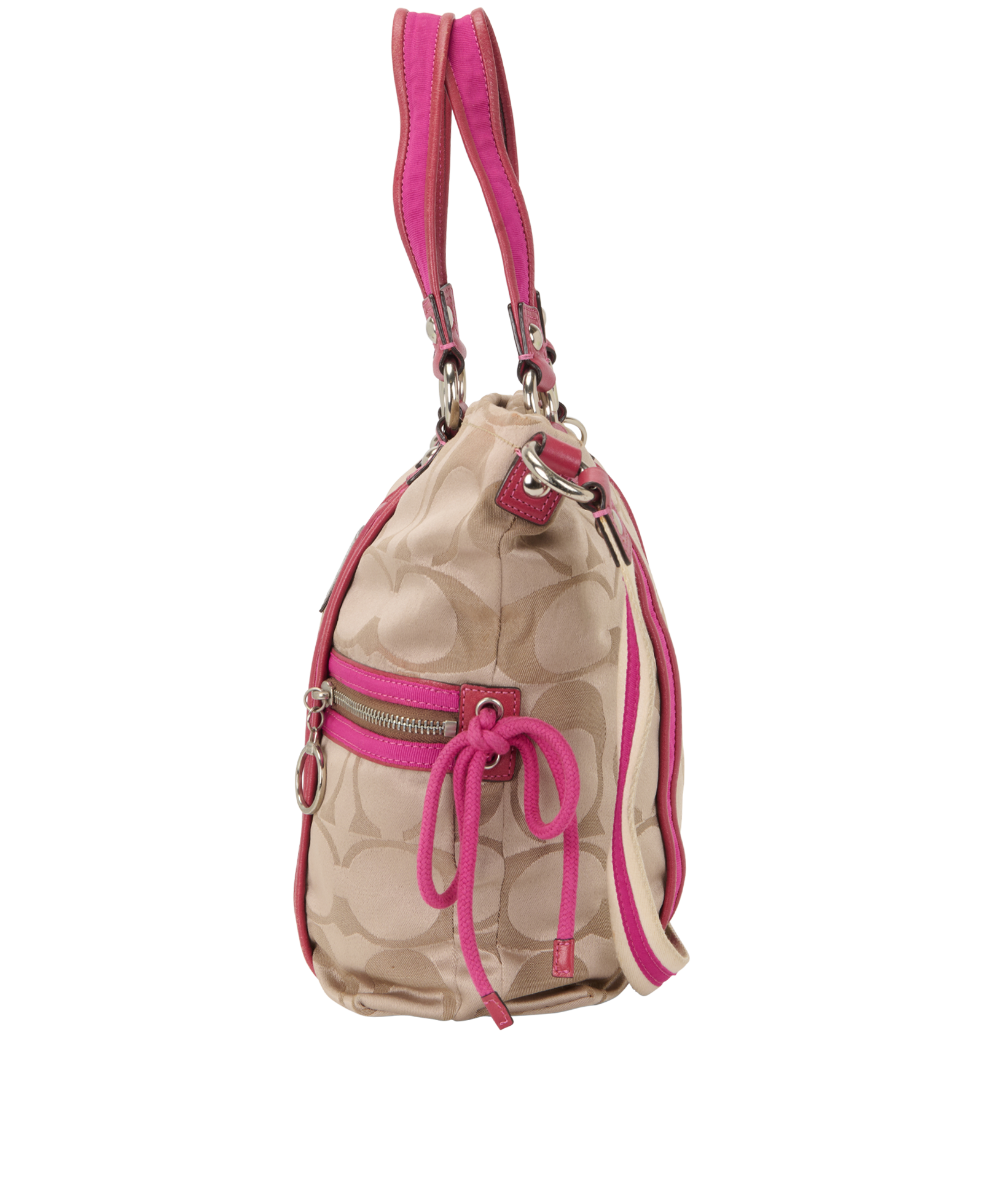 Poppy Shimmer Tote, &pound;40, Handbags, Beige/Pink, Canvas, Bottom view